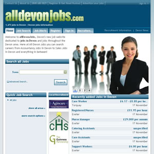 Screenshot of the All Devon Jobs website