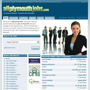 Screenshot of the All Plymouth Jobs website